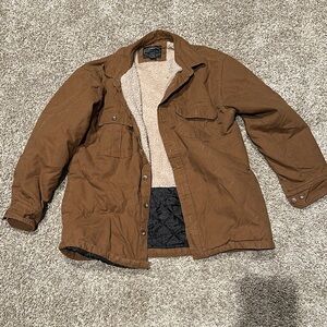Men's Tan Shirt Jacket with Cozy Lining